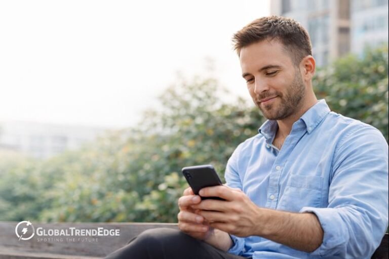 Person using a smartphone in daily life for communication, productivity, and convenience