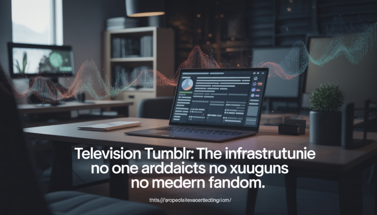 Television Tumblr fandom analytics concept showing digital media engagement, social network data flows, and streaming audience interaction in a modern tech workspace